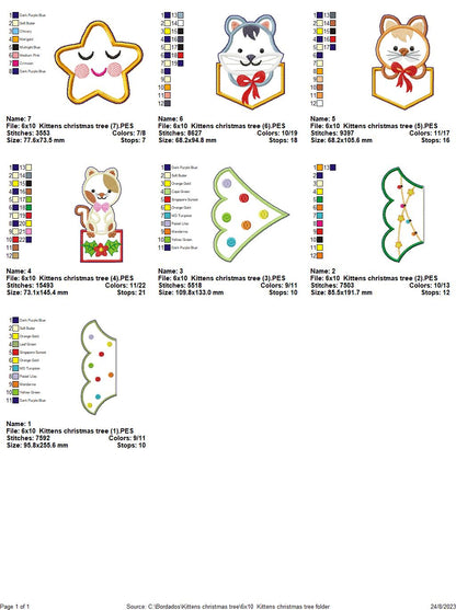 Kittens Christmas Tree - ITH Project - Machine Embroidery Design
