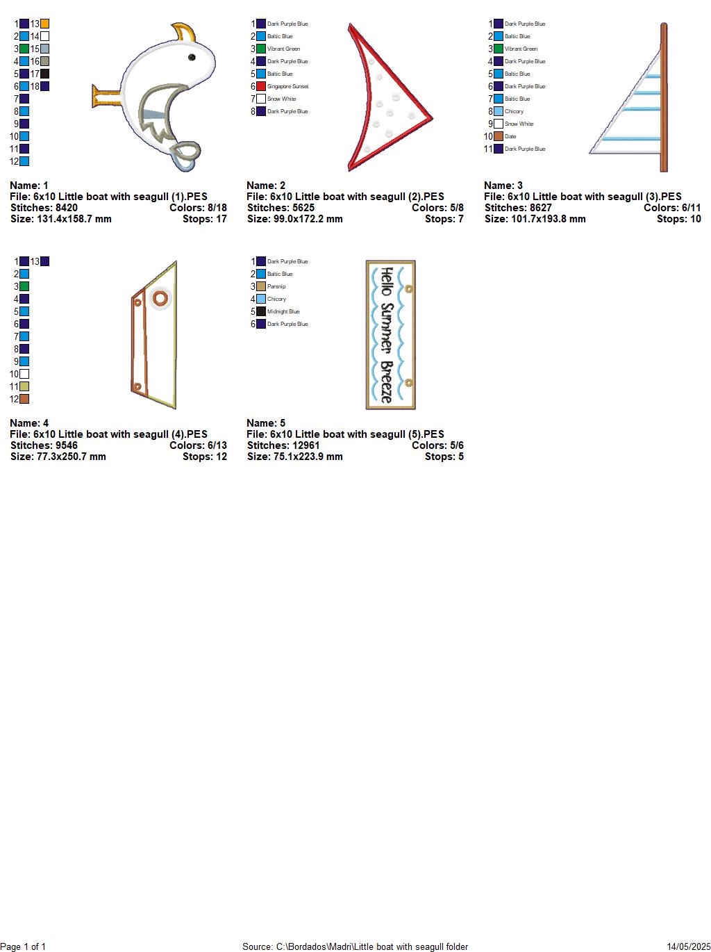 Little Boat with Seagull - ITH Project - Machine Embroidery Design