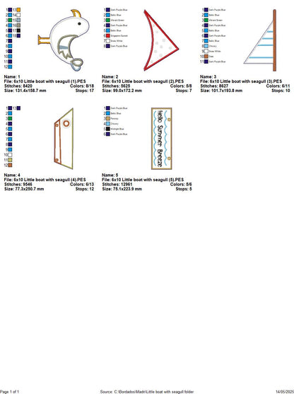Little Boat with Seagull - ITH Project - Machine Embroidery Design