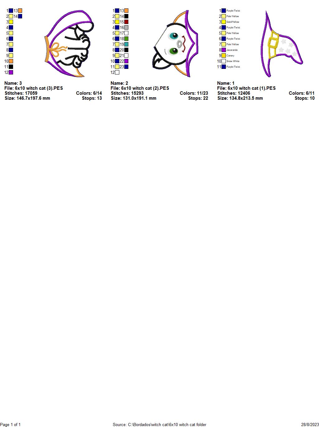 Witch Cat - ITH Project - Machine Embroidery Design