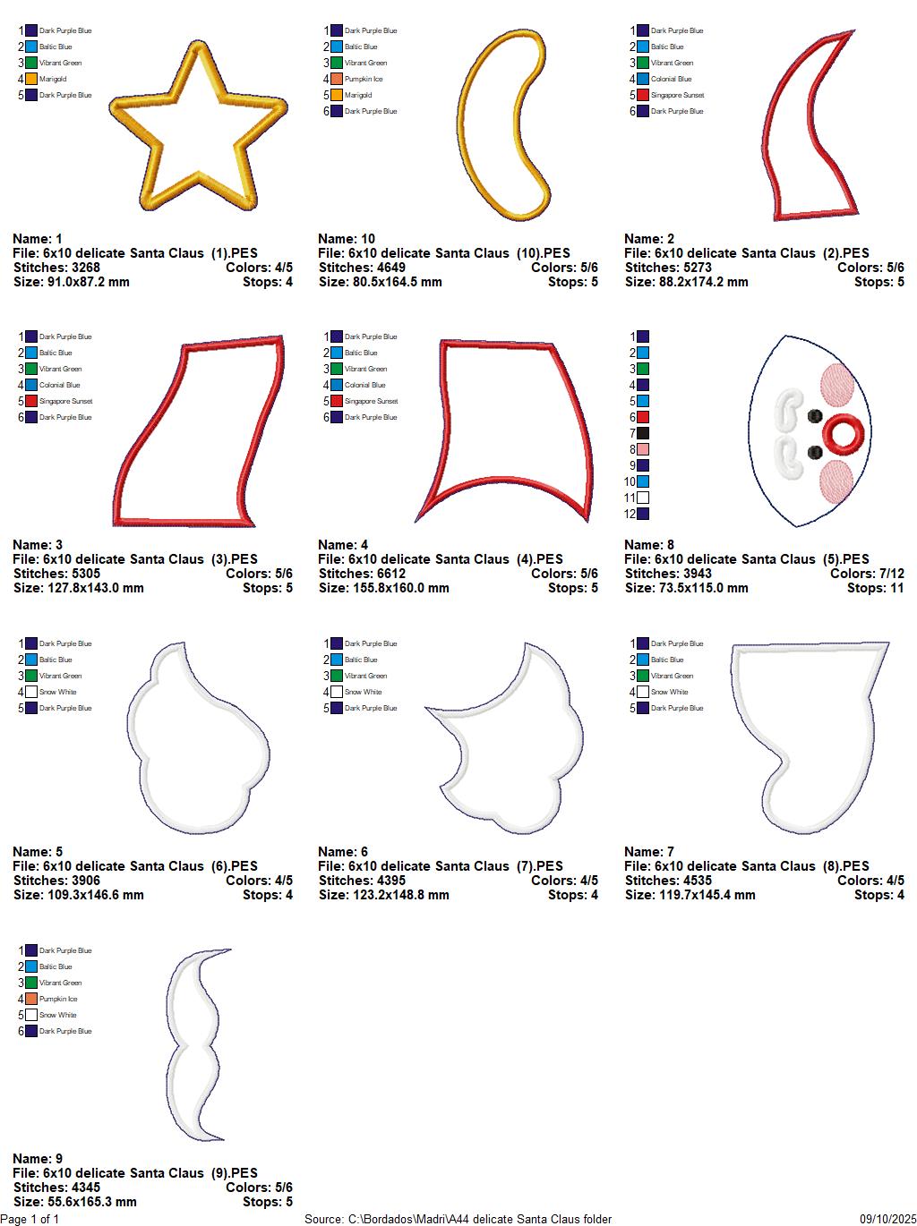 🎅 Santa Hat with Star – ITH Project – Machine Embroidery Design