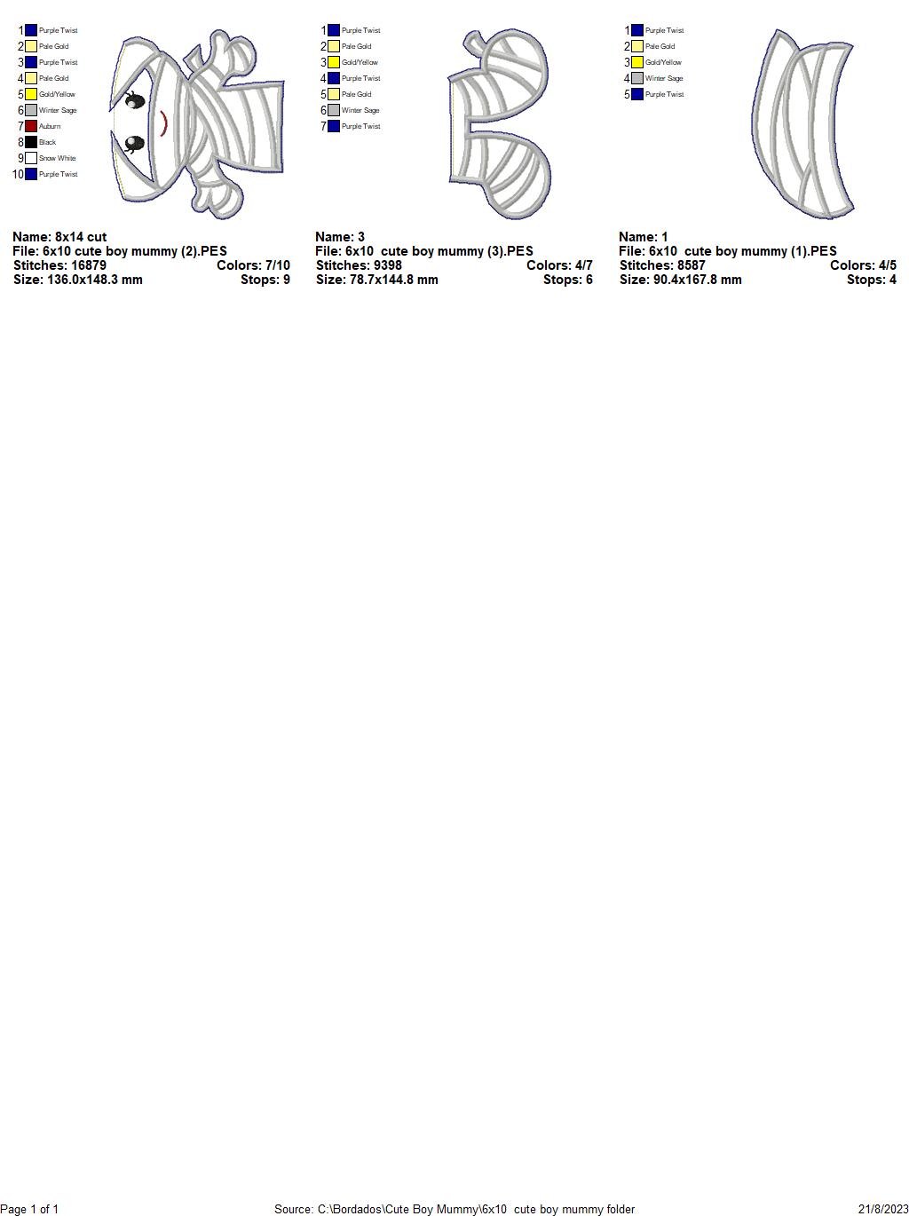 Mummies Kids Halloween Set - ITH Project - Machine Embroidery Design