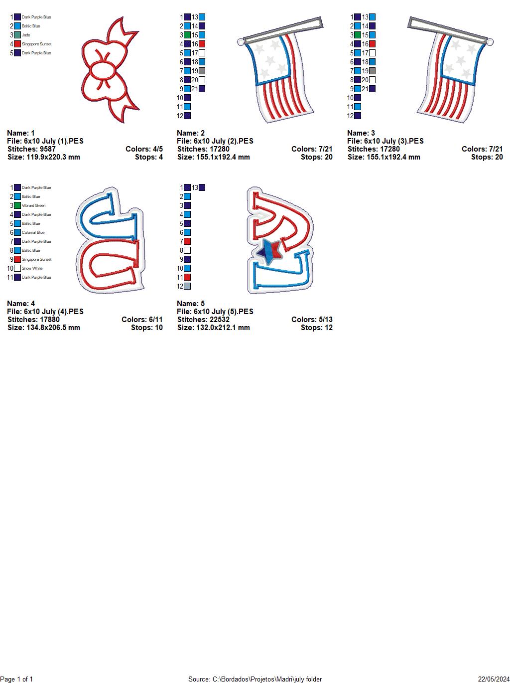 4th of July Cute   - ITH Project - Machine Embroidery Design