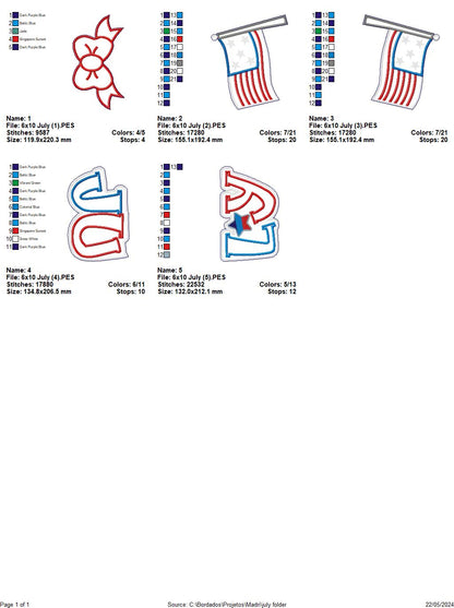 4th of July Cute   - ITH Project - Machine Embroidery Design