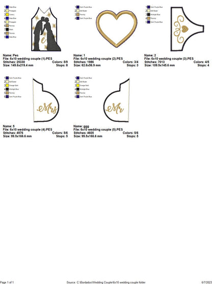 Bride and Groom Wedding Day - ITH Project - Machine Embroidery Design