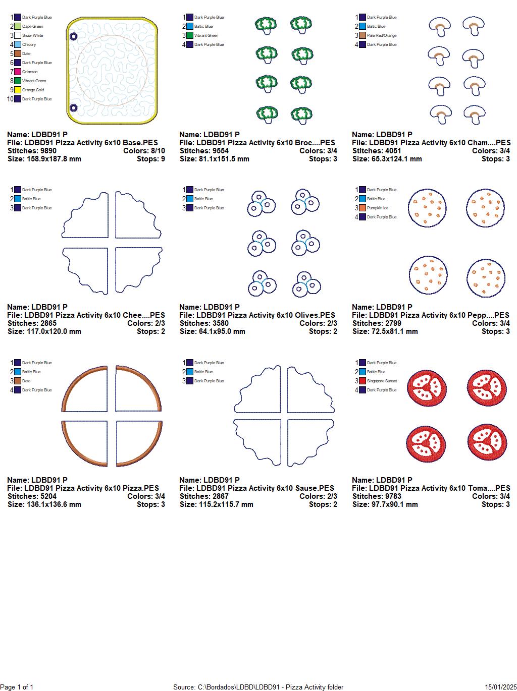 Pizza Sensory Book Page - ITH Project - Machine Embroidery Design