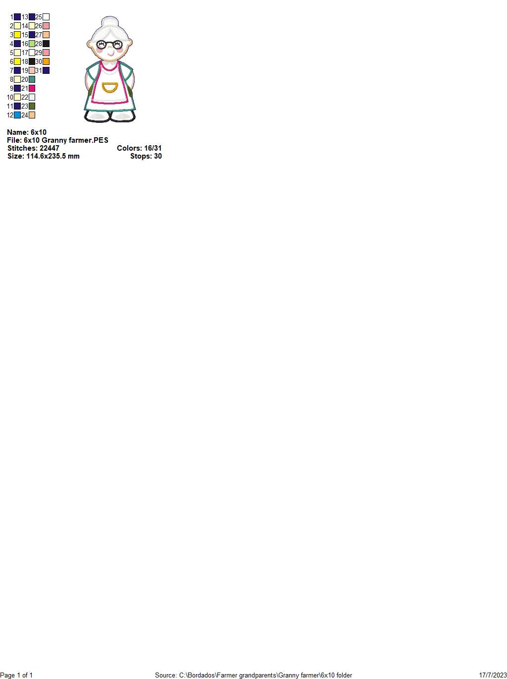 Farmer Grandparents Set - ITH Project - Machine Embroidery Design