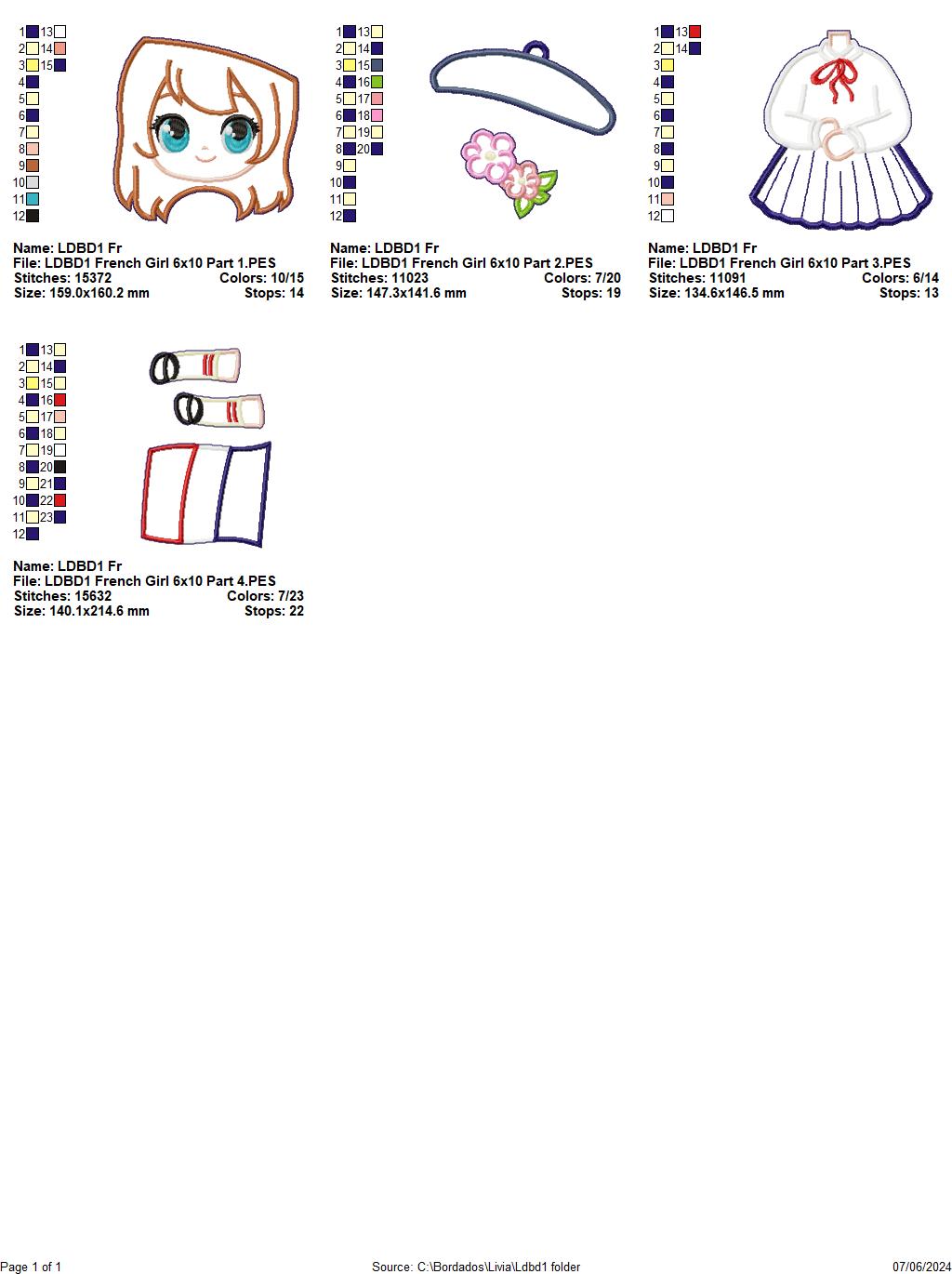 French Girl - ITH Project - Machine Embroidery Design