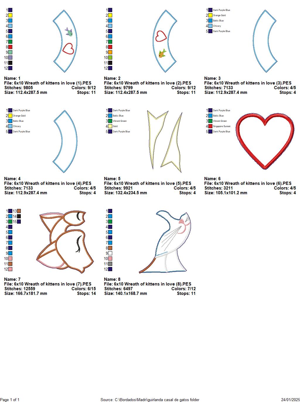 Kittens in Love Wreath - ITH Project - Machine Embroidery Design