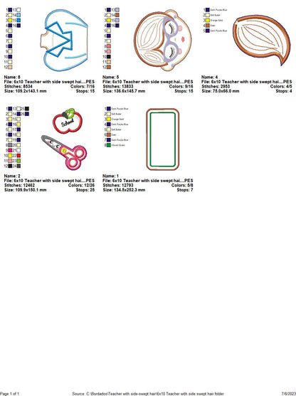 Teacher with Ponytail - ITH Project - Machine Embroidery Design