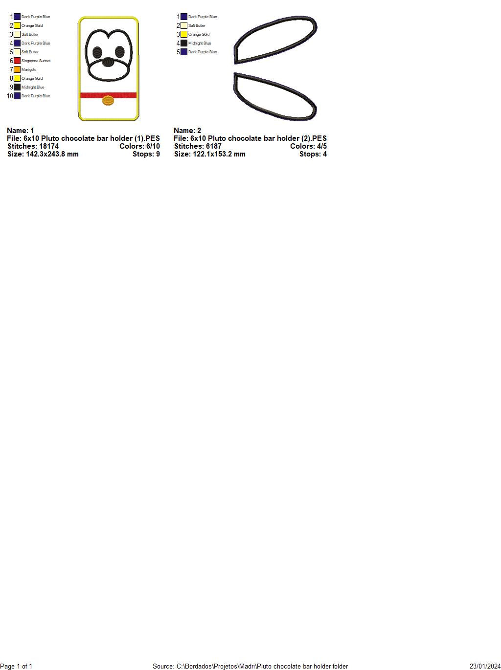 Pluto Chocolate Bar Holder - ITH Project - Machine Embroidery Design