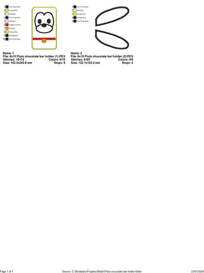 Pluto Chocolate Bar Holder - ITH Project - Machine Embroidery Design
