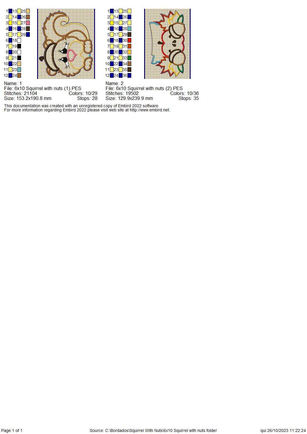 Squirrel With Nuts - ITH Project - Machine Embroidery Design