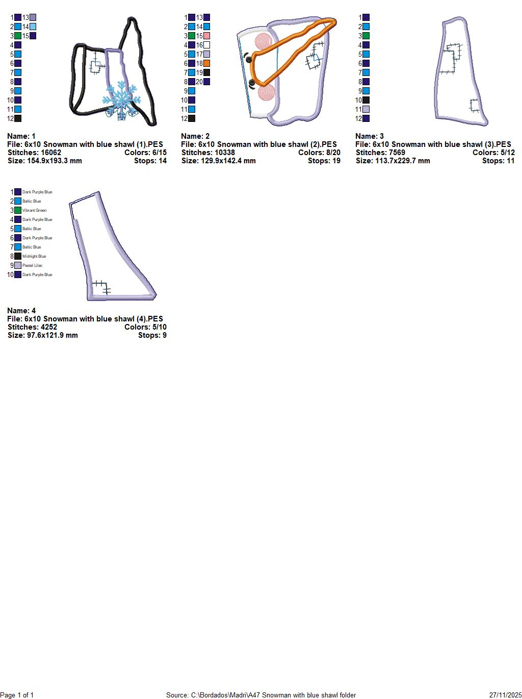 Snowman With Blue Scarf Door Hanger – ITH Project – Machine Embroidery Design