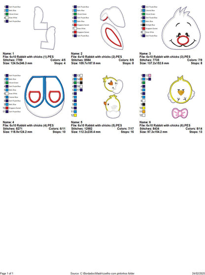 Bunny with Chicks - ITH Project - Machine Embroidery Design