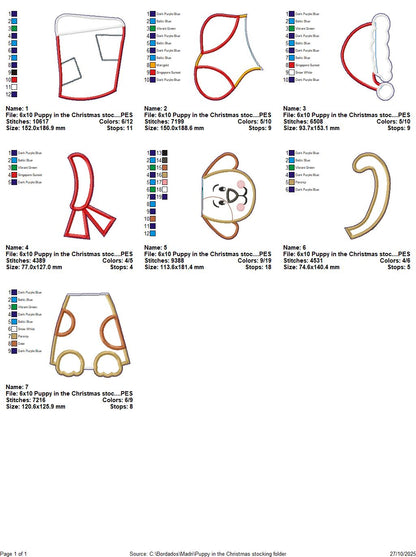 🐾 Christmas Puppy Stocking – ITH Project – Machine Embroidery Design