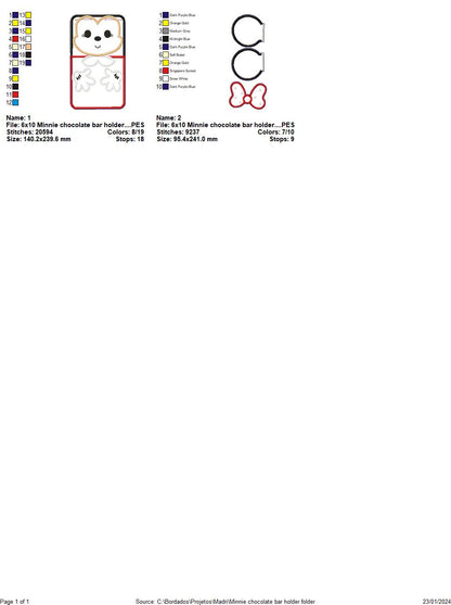 Minnie Chocolate Bar Holder - ITH Project - Machine Embroidery Design