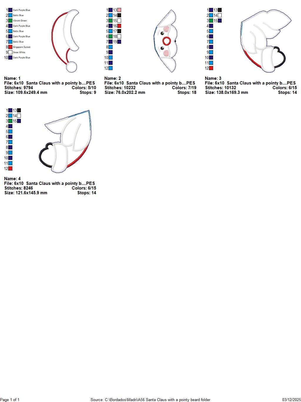 Cute Christmas Santa with a Pointy Beaard – ITH Project – Machine Embroidery Design