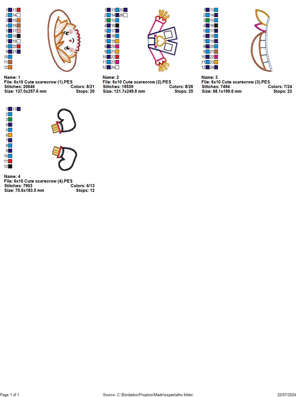 Cute Scarecrow  - ITH Project - Machine Embroidery Design