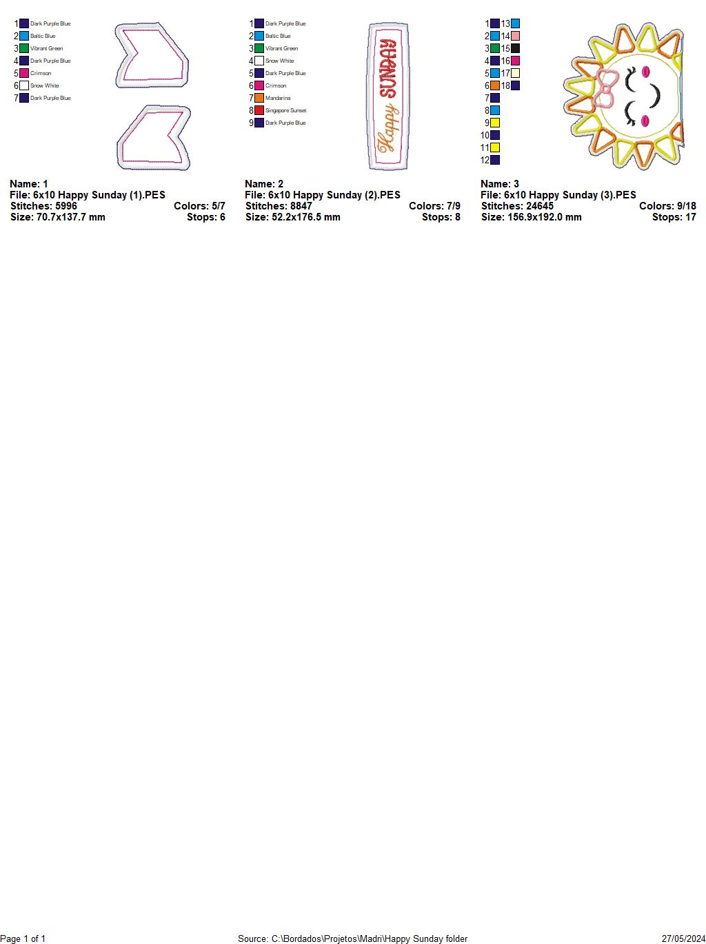 Sun Sunday Ornament - ITH Project - Machine Embroidery Design