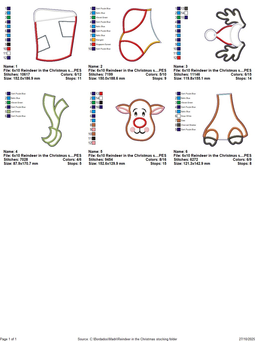 🦌 Christmas Reindeer Stocking – ITH Project – Machine Embroidery Design