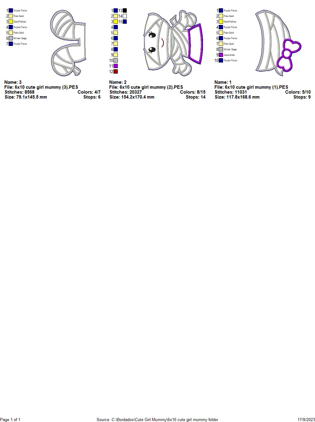 Mummies Kids Halloween Set - ITH Project - Machine Embroidery Design