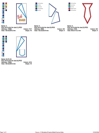 Happy Father's Shirt for dad Ornament - ITH Project - Machine Embroidery Design