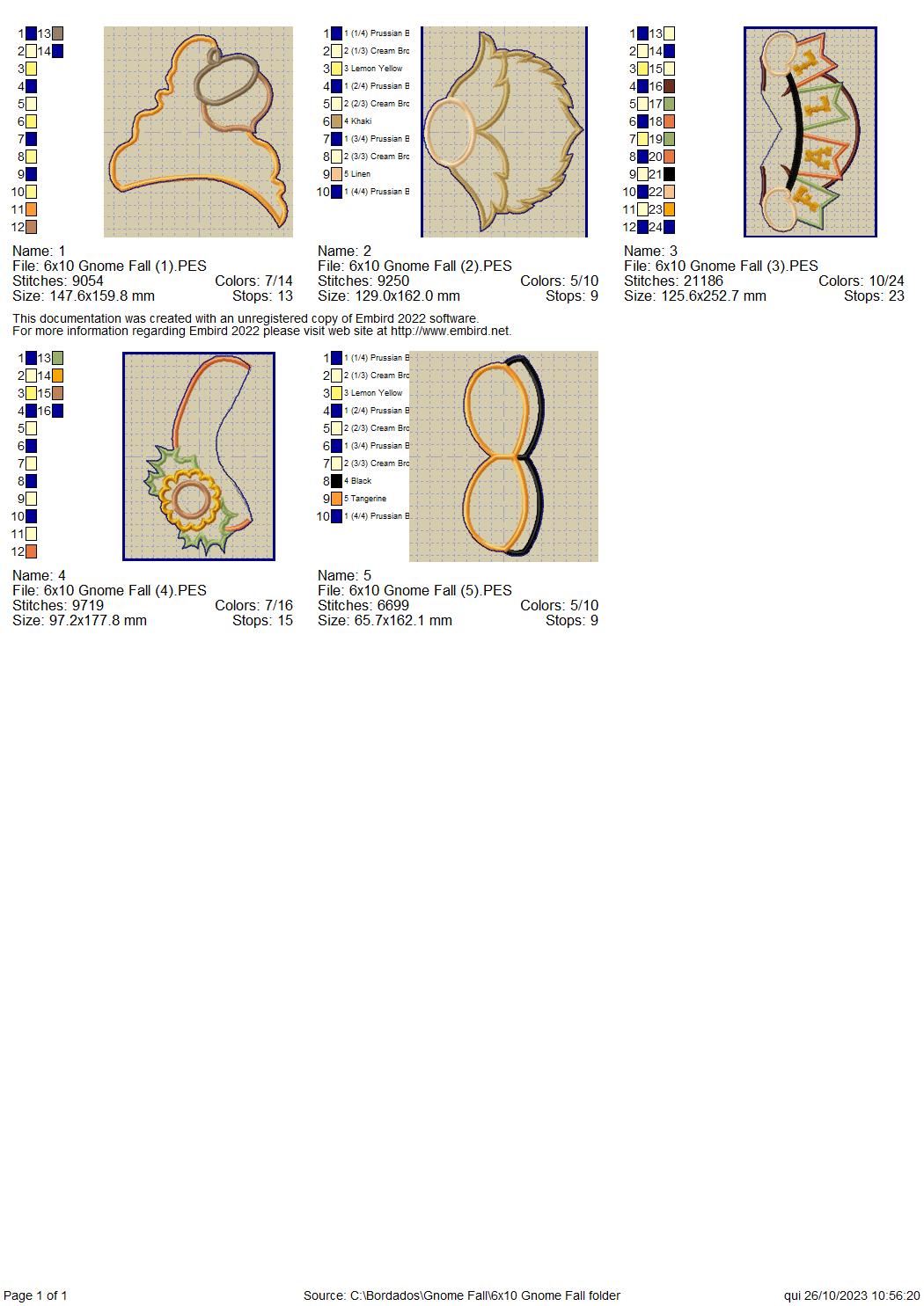 Gnome Fall - ITH Project - Machine Embroidery Design