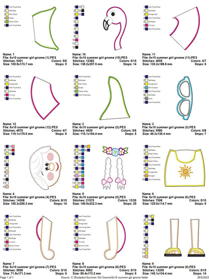 Summer Girl Gnome - ITH Project - Machine Embroidery Design