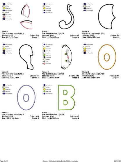 Halloween Kitty Boo - ITH Project - Machine Embroidery Design