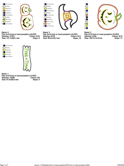 Trick or Treat Pumpkins - ITH Project - Machine Embroidery Design