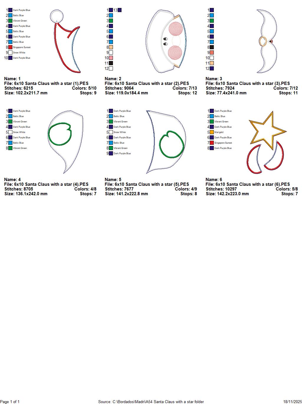 Santa Claus with Star Door Hanger – ITH Project – Machine Embroidery Design