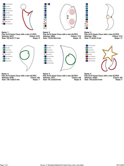 Santa Claus with Star Door Hanger – ITH Project – Machine Embroidery Design