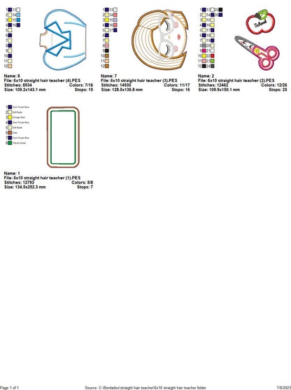 Straight Hair Teacher - ITH Project - Machine Embroidery Design