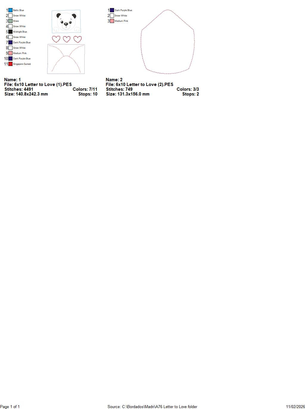 Valentine Bear Envelope – ITH Project – Machine Embroidery Design