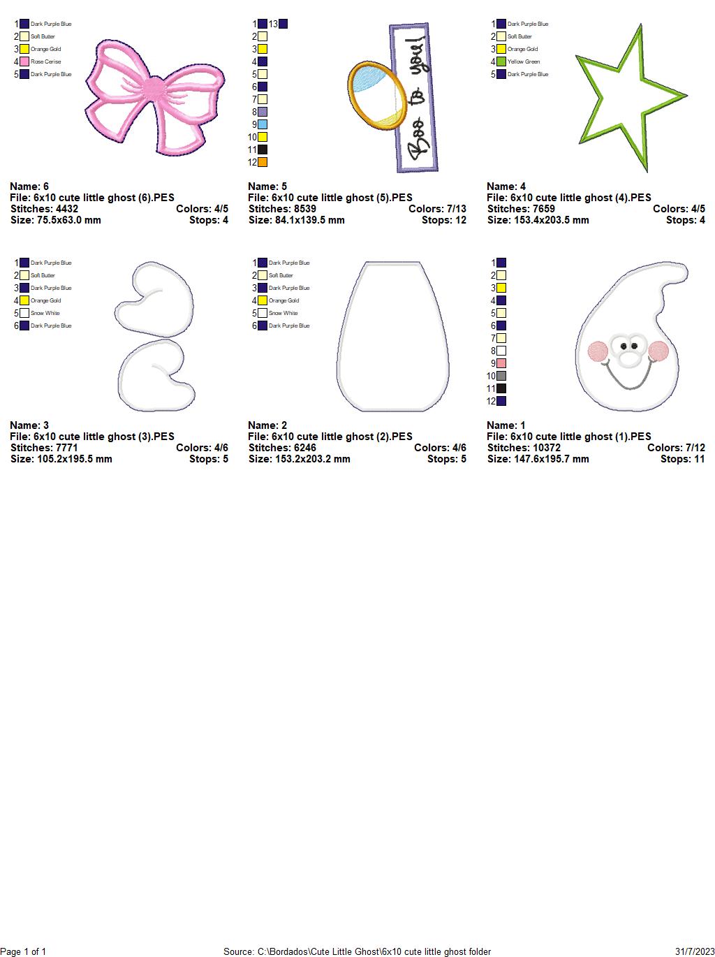 Cute Little Ghost - ITH Project - Machine Embroidery Design