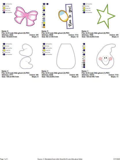 Cute Little Ghost - ITH Project - Machine Embroidery Design