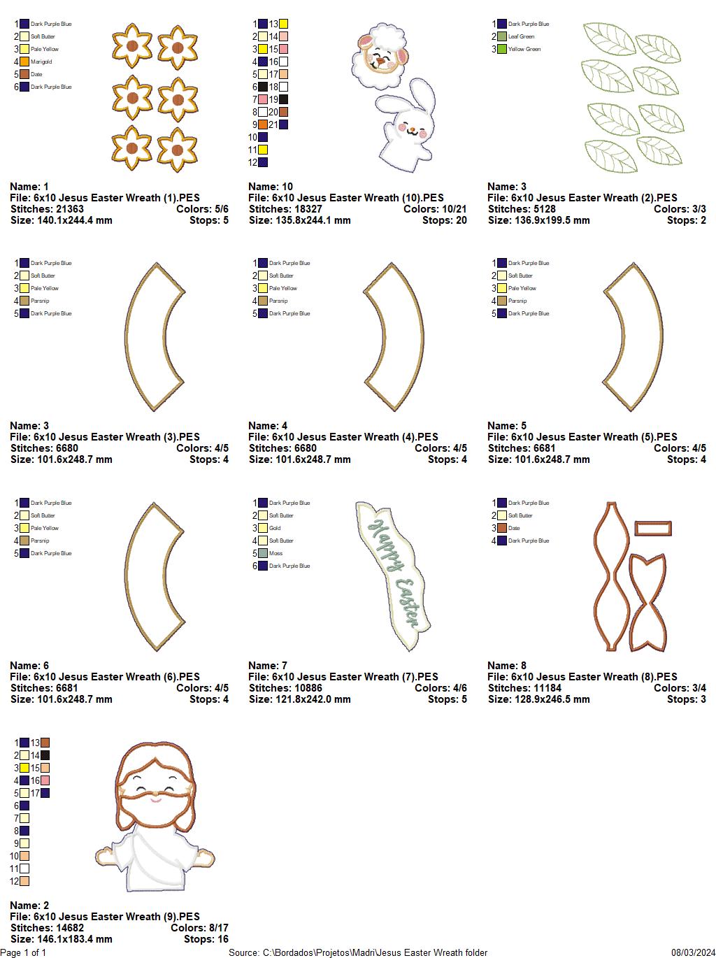 Jesus Easter Garland - ITH Project - Machine Embroidery Design