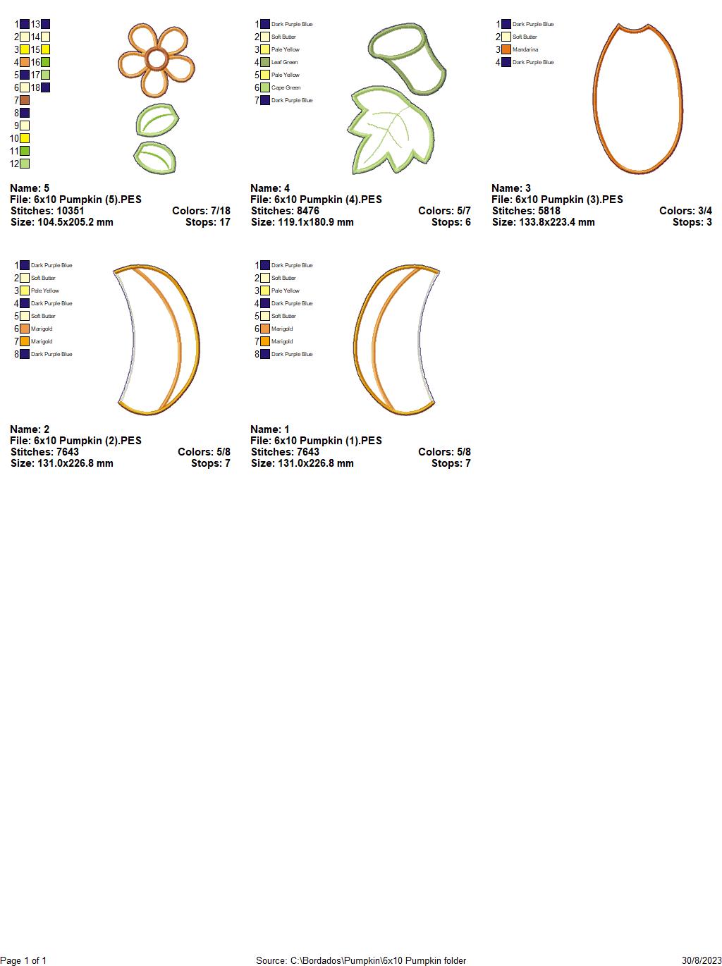 Pumpkin  Ornament - ITH Project - Machine Embroidery Design