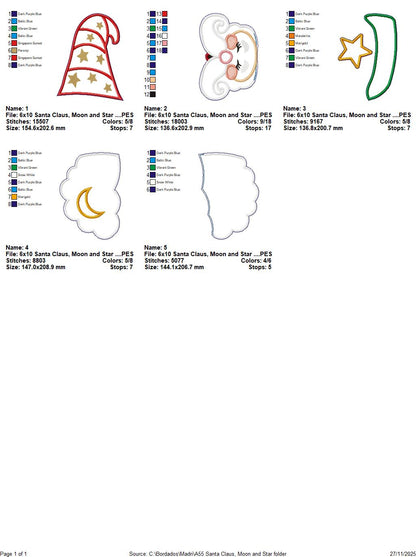 Santa Claus with Moon and Star – ITH Project – Machine Embroidery Design