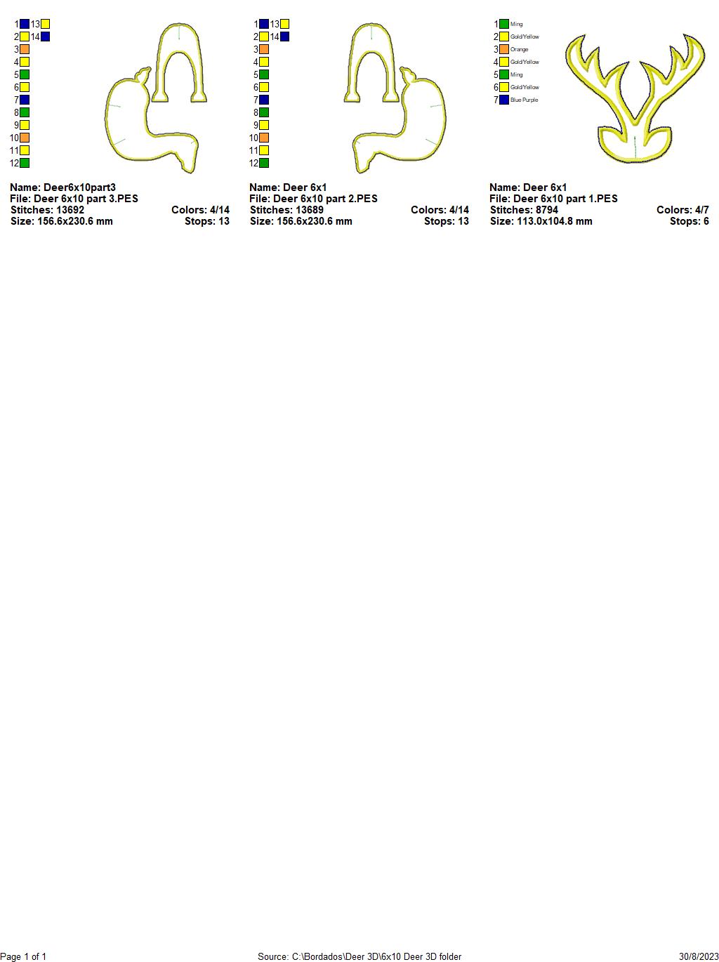 Deer 3D Project - ITH Project - Machine Embroidery Design