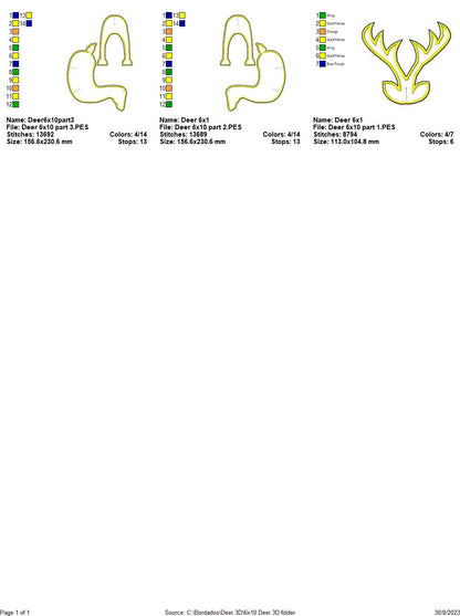 Deer 3D Project - ITH Project - Machine Embroidery Design