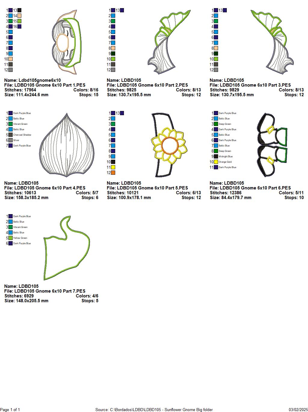 Garden Gnome Sunflower - ITH Project - Machine Embroidery Design