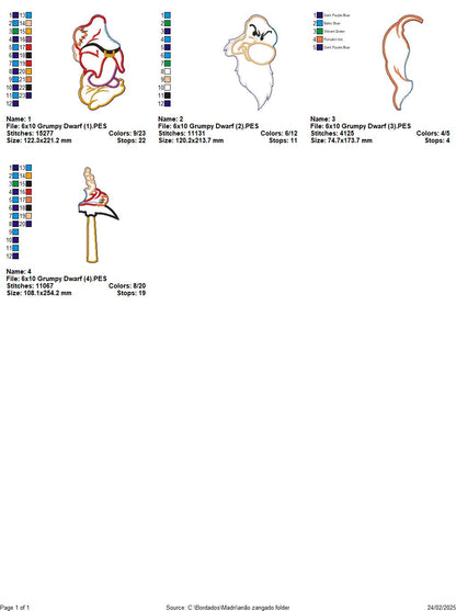 Grumpy Dwarf Ornament - ITH Project - Machine Embroidery Design