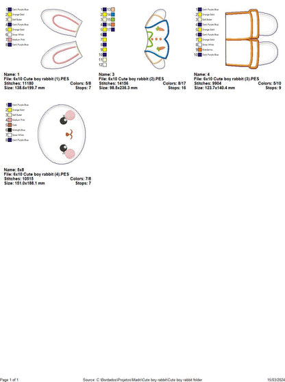 Cute Boy Rabbit - ITH Project - Machine Embroidery Design