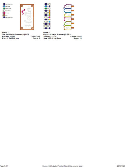 Hello Summer  - ITH Project - Machine Embroidery Design