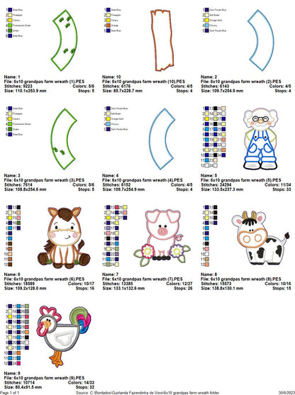 Grandpa's Farm Wreath - ITH Project - Machine Embroidery Design