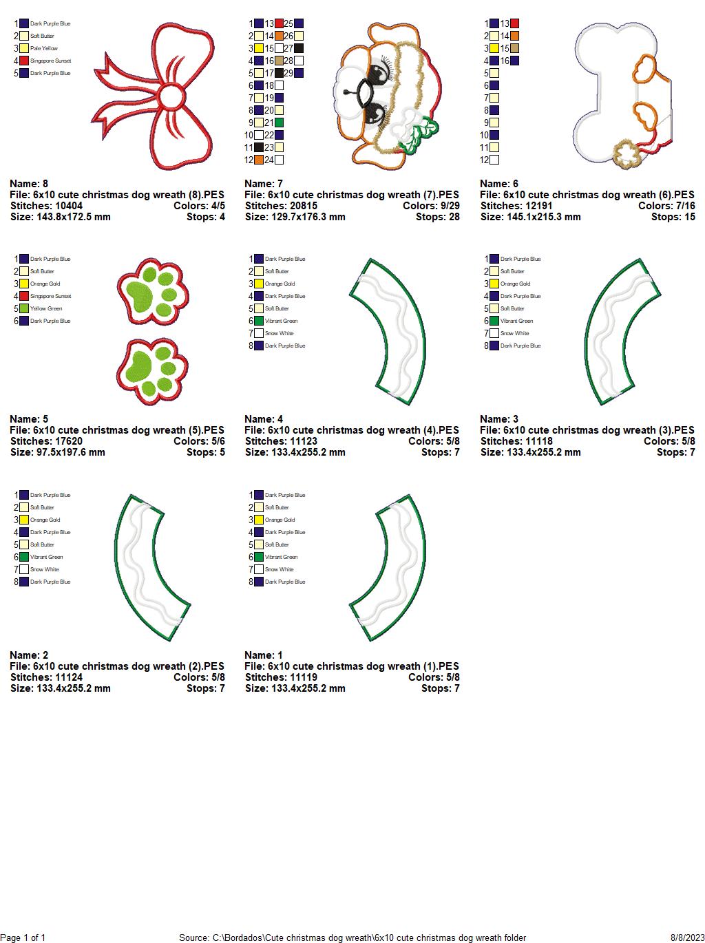 Cute Christmas Dog Wreath - ITH Project - Machine Embroidery Design