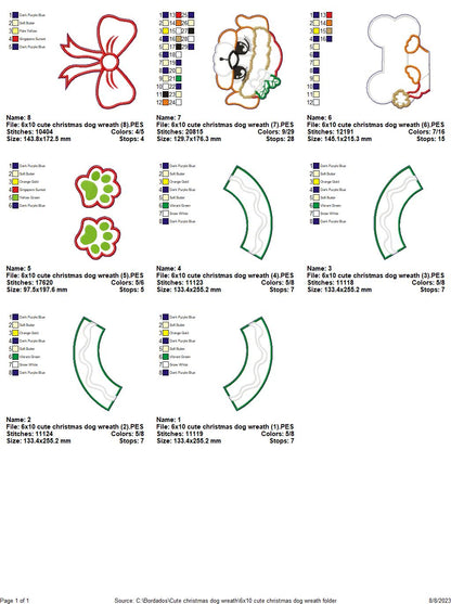 Cute Christmas Dog Wreath - ITH Project - Machine Embroidery Design