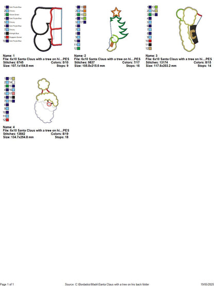Santa Claus Holding a Tree - ITH Project - Machine Embroidery Design